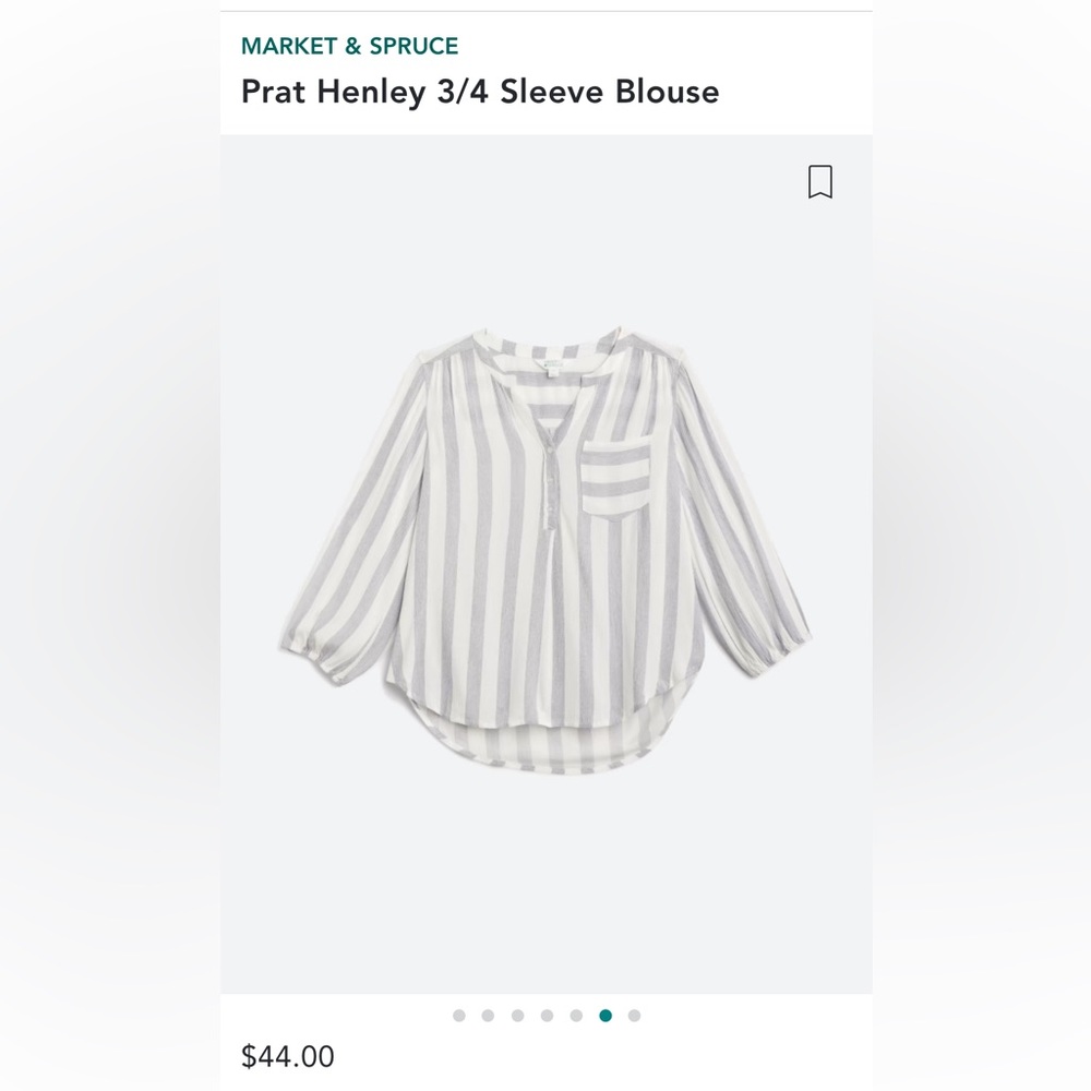 Market and Spruce Prat Henley 3/4 sleeve blouse